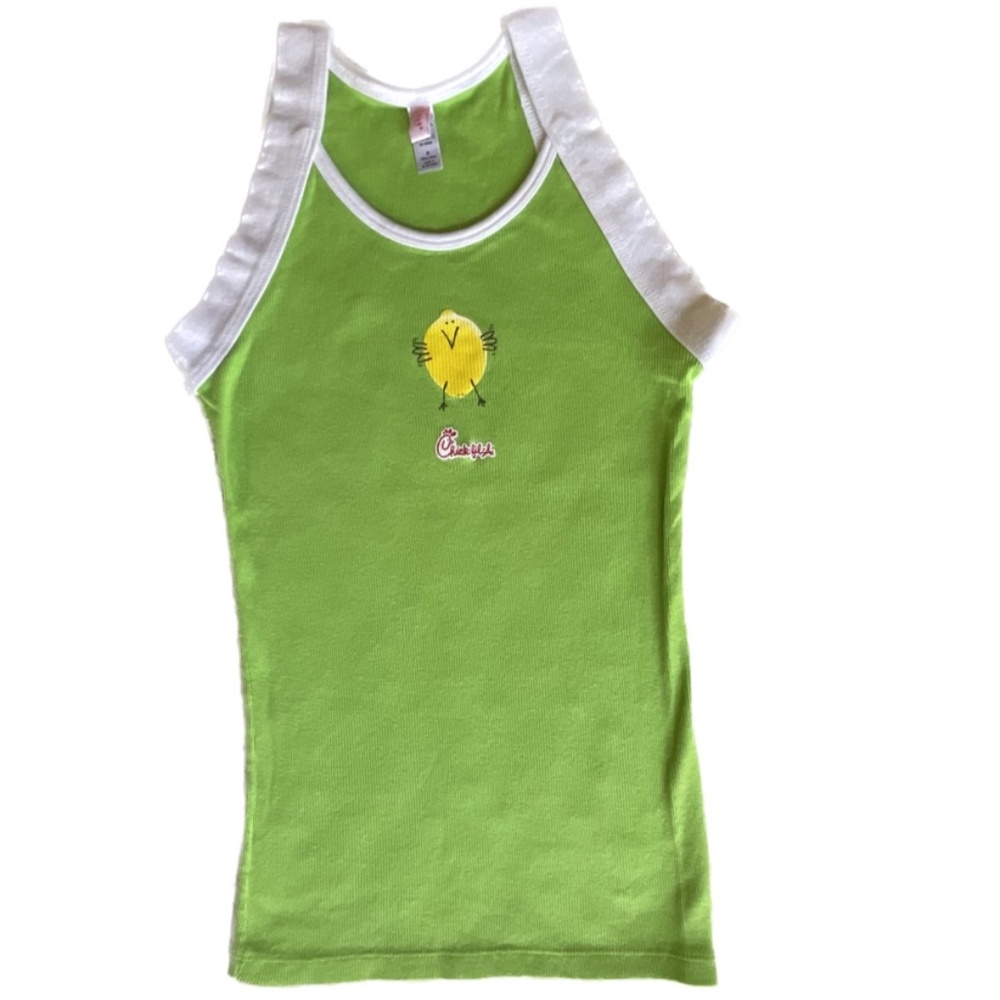 Vintage 90s Lime Green Chick-fil-A Tank Top Size Medium